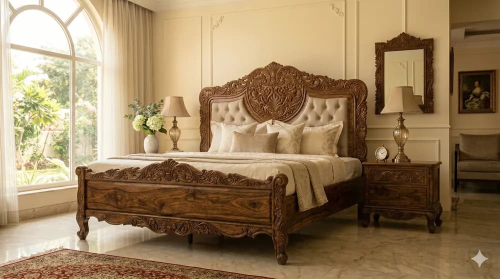Maharaja Royale Bed — Opulent carved luxury bed
