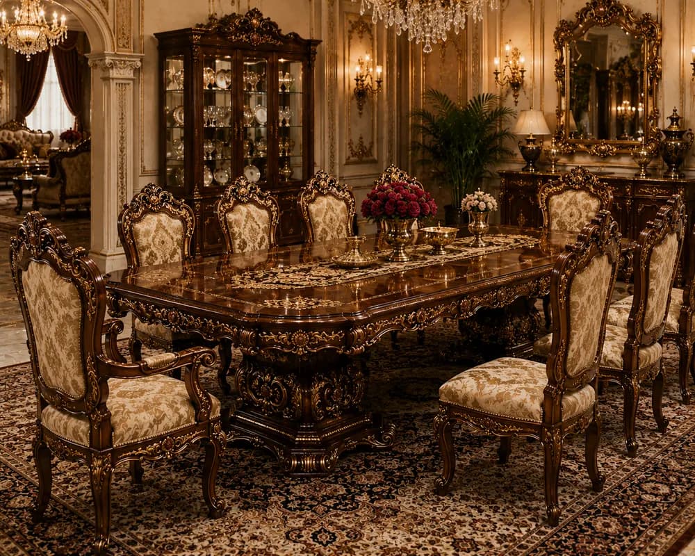 Rajwada Banquet Dining Set — Royal carved dining
