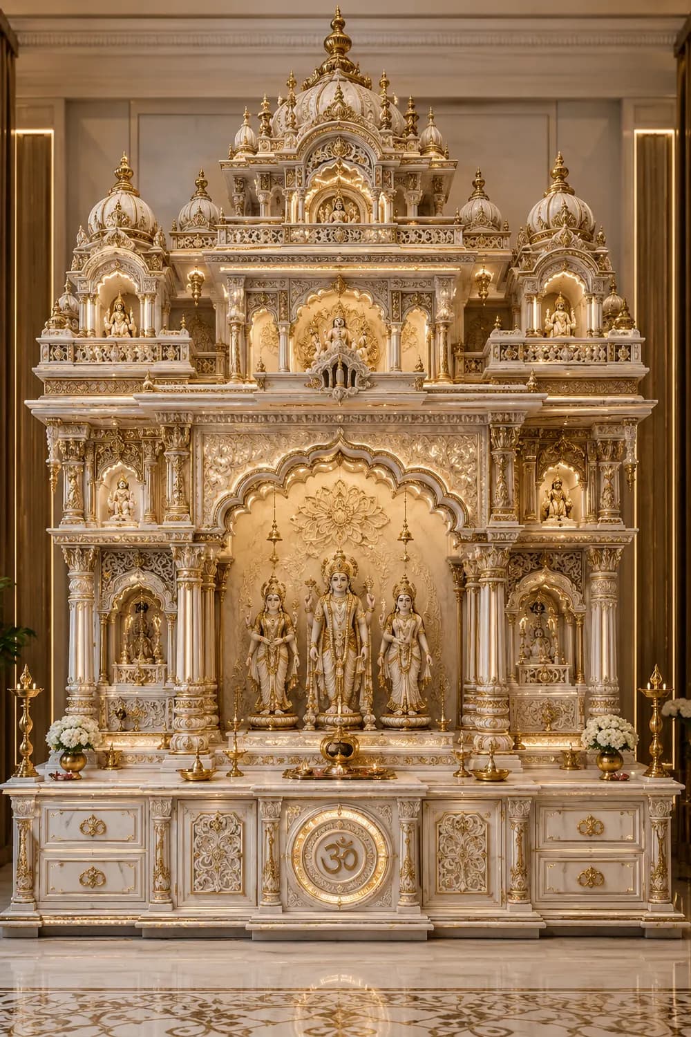 Vaikunth Royale Mandir — Intricately carved wooden mandir